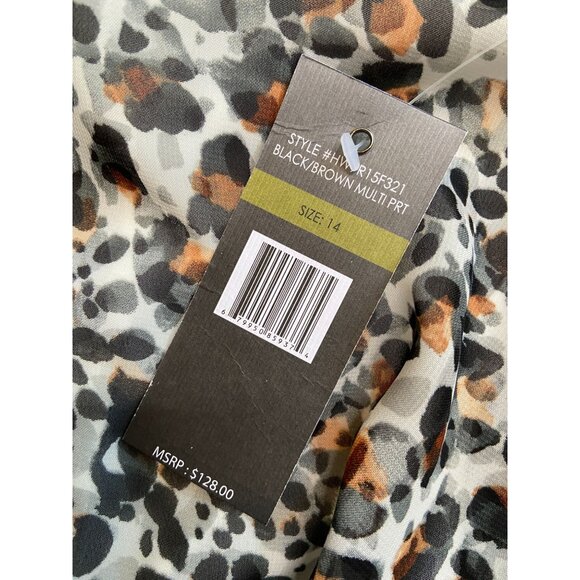 Sharagano NWT Leopard Print Mockneck Chiffon A-Line Dress Size 14 - Picture 7 of 9